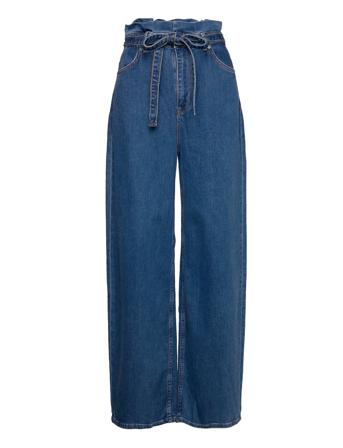 Slfbeate Hw Mid Blue Paperbag Jeans W Vide Jeans Blå Selected Femme