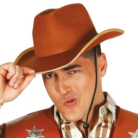 Brun Western Hatt