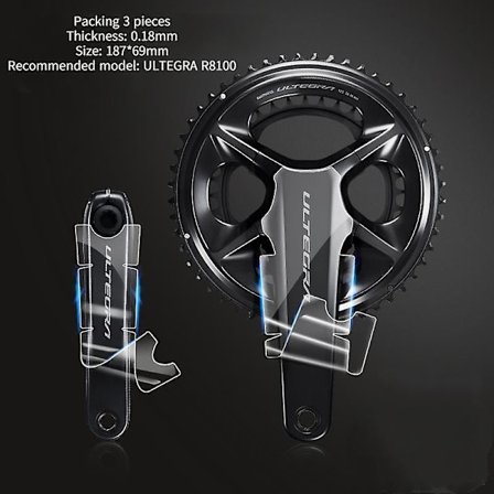 Beskyttelse af cykelkrank til landevejscykler - Beskyttelse af trykplade til cykel - Usynligt krankmærke (specielt til R8100 (mat))