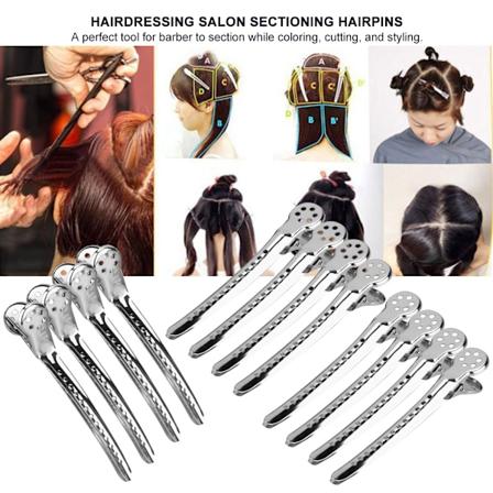 12 stk/boks Hårstylingklips Frisørsalong Seksjonering Hårnåler for Salongstyling Sølv