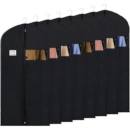 Beklædningspose til opbevaring, 60 x 152 cm, åndbart stof, lange beklædningsposer til kjoler, frakker, aftenkjoler, 8-pak