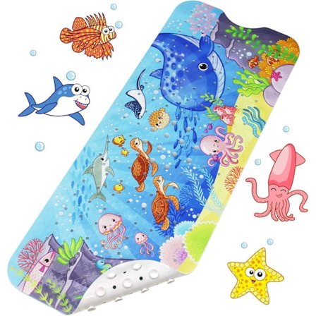 Badekarmatte, sklisikker matte 100x40cm, dusjmatte, badekarmatte, baderomsmatte, sklisikkert badekar (havfarge)