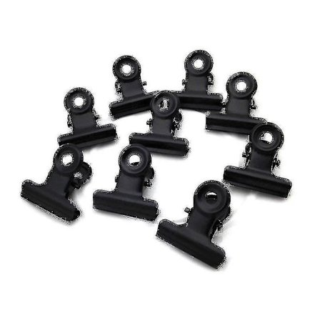 Pyöreä metalliklipsi, bulldog-klipsi, 10 kpl, musta