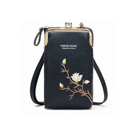 Indefinitet Dame Sling Cross-Body Lommebok, Declrationun Brodert PU-Lær