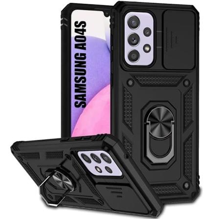 Taske til Samsung A04s Black Rigid Camera Cover Ring Support Stødsikker