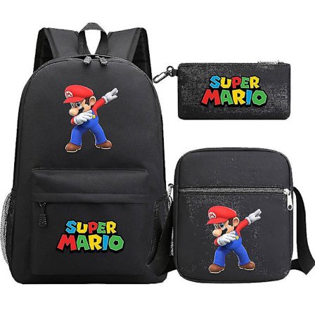 Super Mario Ryggsäck - Tonåringar, Flickor, Pojkar - Kawaii, Student - Vattentäta Skolväskor i Canvas - 3 st - Laptop Mochilas Rucksacks