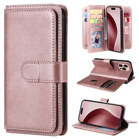 SKALO iPhone 16 Pro 10-RUM Flip Cover - Rosa guld