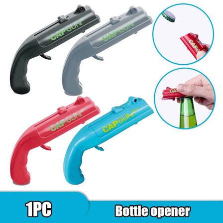 Beer Opener Launcher Bottle Portable Cap Gun Creative Flying Cap Bar Tool Drink Opening Gun Shaped Bottle Lids Shooter Red Gray