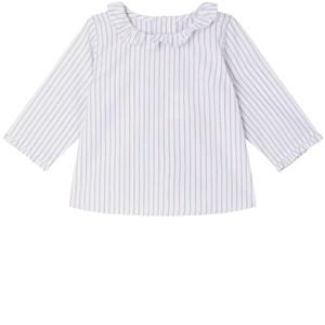 Bonpoint Ganiti Striped Blouse White 2 Years - Tops - 2 years - White - Mädchen