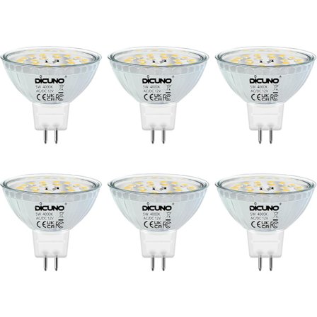 GU5.3 MR16 5W LED Pære, 220V Neutral Hvid 4000K, Ikke-dæmpbar, 12V GU5.3 LED Spot Pærer, 50W Halogen Ækvivalent, 500LM, 6 stk