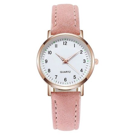 Dame Armbåndsur Quartz Analog Kvinder Læderrem Modeur, 100% Ny Pink
