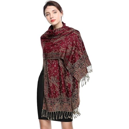 Kvinnors Scarves Oversized Lyxig Vinter Scarf Vändbar Paisley Sjal För Damer