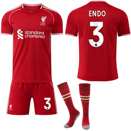 2025-2026 Liverpool Hjemmefotballdrakt Med Sokker for Barn Voksen Nr.3 ENDO