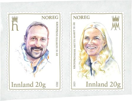 Norge - Kronprinsparrets 50 års fødselsdag - Postfrisk sæt 2v