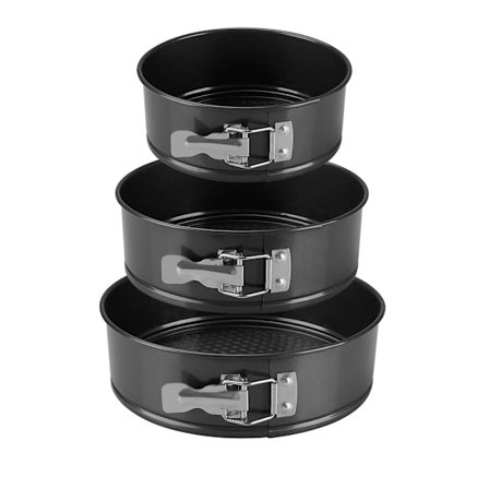 3 st Kakformar Runda Springform Kakform Set Platt Botten Kakformar Läcksäkra Runda Bakformar