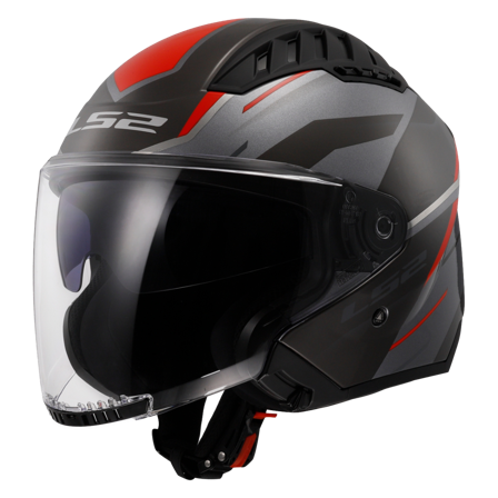 LS2 OF600 Copter II Öppen Hjälm Grå/Röd XL