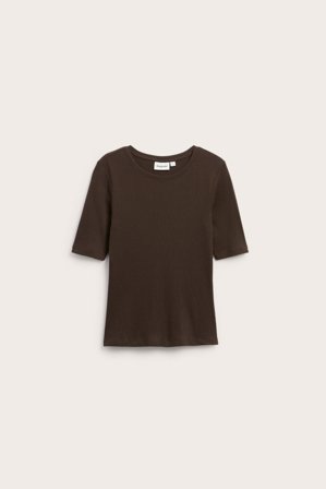 Kappahl | Ribbestrikket topp Mørkebrun M | Mørkebrun