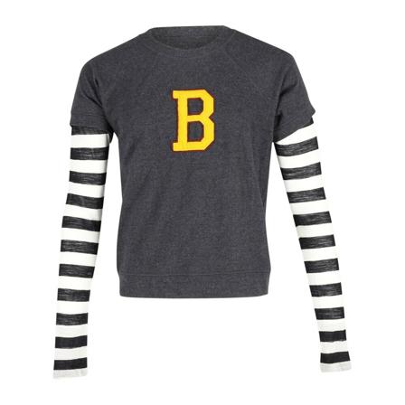 Balenciaga Vintage Balenciaga B Logo T-Shirt w/ Striped Long Sleeves in Grey Wool Grå, Herre Vintage Overdele