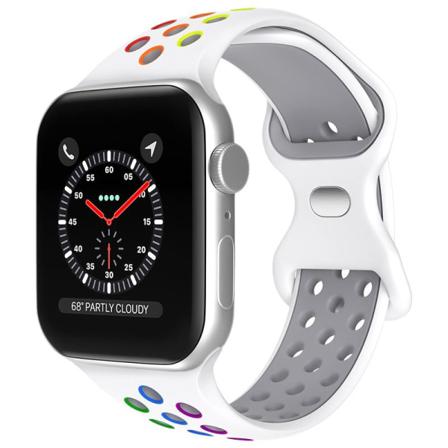 Apple Watch Kompatibelt Sport Armband Silikon Vit/multi 42/44/45 White L