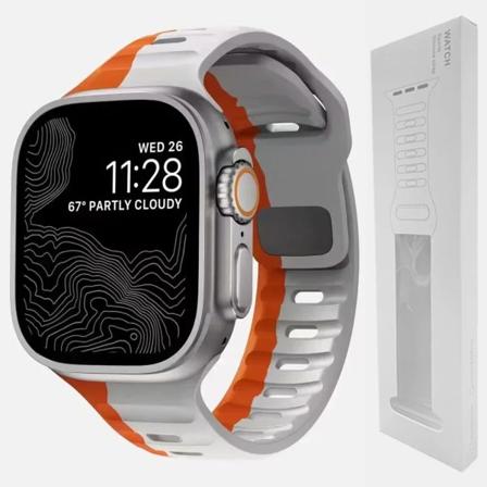Silikoniranneke Apple Watch -rannekkeelle 49mm 44mm 45mm 40mm 41mm 42mm 38mm Ultra 2 Sport Correa Armband iwatch Series 9 8 7 6 5s orange gray BOX