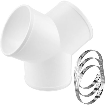 Avgasgrenrör, 3-vägs kanalanslutning, ABS-kanalanslutning, torktumlarslang, 4-tums Y-rör