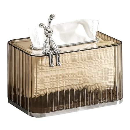 Stor Åbning Servietboks Holder Automatisk Løfte Fjeder Servietdispenser til Badeværelse Vanity Bordplade Amber og Sølv