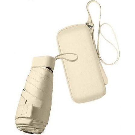 Sammenleggbar reiseparaply, liten kompakt parasoll, vindtett og UV-beskyttelse med etui med glidelås for kvinner og jenter