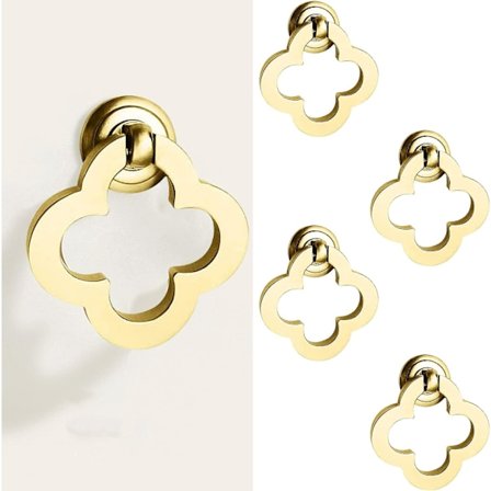 4 stk. Blomsterdråberingsskuffer Skabsknapper, Massiv Messing Legering Guld Garderobeskabe Håndtag Køkkenkabinet Håndtag Møbelskab Håndtag (4 Blomster