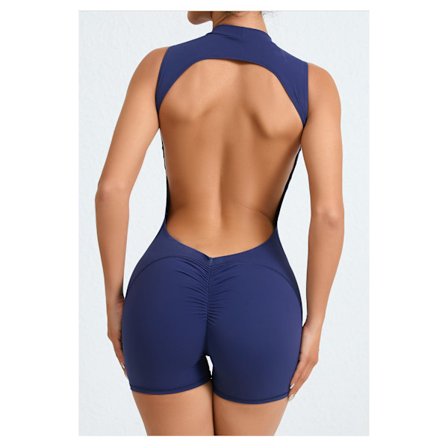 Ærmeløs rygfri yogadragt med aftagelige puder til fitnesstræning, ferskenformet bund, sportsdragt