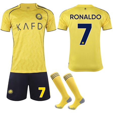 25-26 Al-Nassr FC Hjemme NO.7 RONALDO Drakter Sett Barn Voksen Fotballutstyr med Sokker Hjemme-FS-