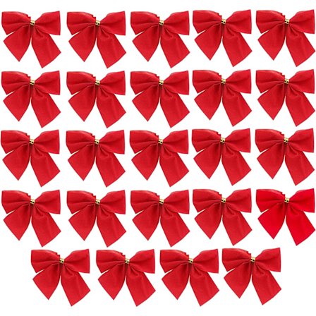 24 st röda sammetsband rosetter - Julgransdekoration - Present