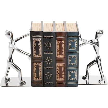 Kirjatuki, tukeva metallinen kirjateline hyllyille, taiteellinen kirjatuki, 1 pari (hopea)