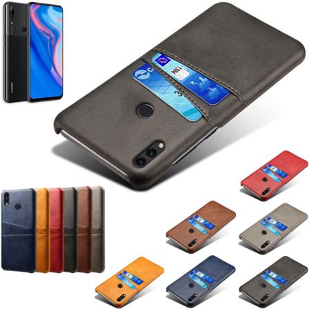 Huawei P Smart Z Skal Fodral Skydd Skinn Läder Kort Visa - Grå P Smart Z