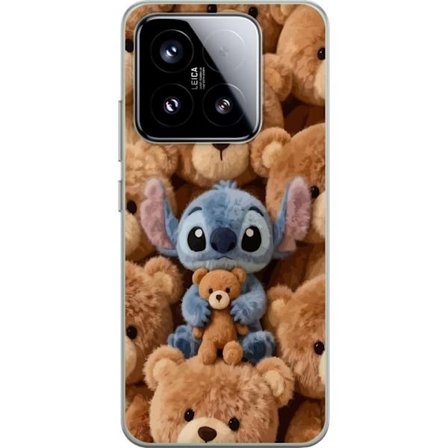 Kompatibelt Mobildeksel til Xiaomi 15 Stitch omgitt av brune teddybjørner med en liten teddybjørn i fanget i en søt og koselig kawaii-design
