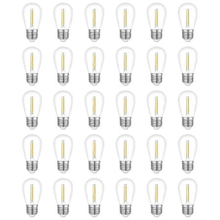 30 kpl Ulkoilma-Jouluvalosarjan Lamput, Vedenkestävä S14 Vaihtolamppu, E26 Kanta Lämmin Valkoinen