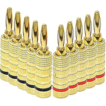 Bananstik, 24k forgyldte stik, lukket skruetype, 5 par