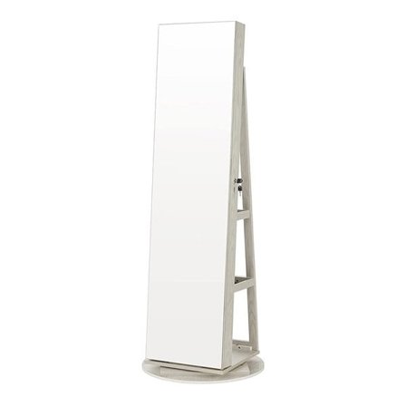 Drejeligt spejlskab til makeup og smykker - hvid