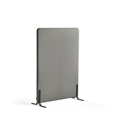 Floor screen ZONE, 1360x1000x46 mm, fabric Hush, black legs, light grey