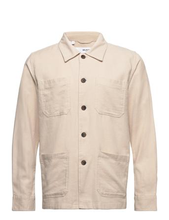 Slhbrody Linen Overshirt W Overshirts Creme Selected Homme*Betinget Tilbud