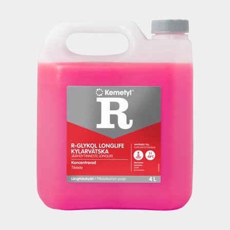 Červená chladicí kapalina (glykol) Kemetyl R-Glykol Long-Life, pro uzavřený chladicí okruh, etylenglykol, koncentrát, 4 litry
