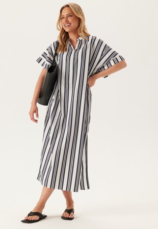 GANT - Os Striped Caftan Dress - Classic Blue - Kläder - - Bubbleroom