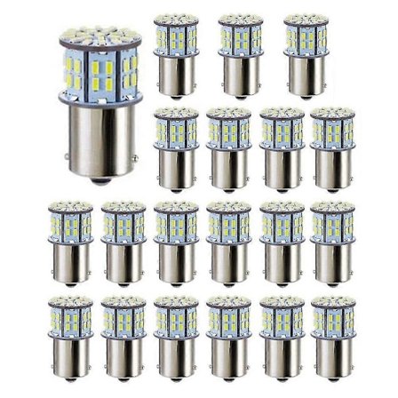20x LED-lampor för Super Bright 3014 50-smd Vit 1156 1141 1003 Ba15s Lampor för Släpvagn Marin m&y [DB]