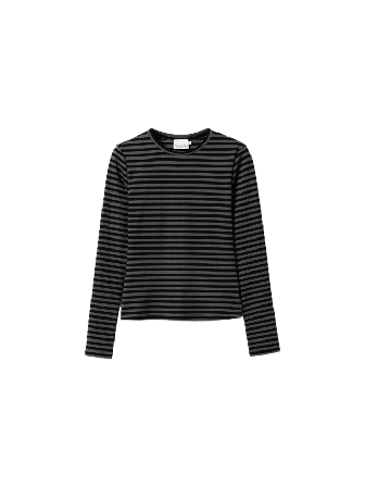 Noella Luana Top - Charcoal Mel. Black Stripe T-shirts & toppar Dam Svart L
