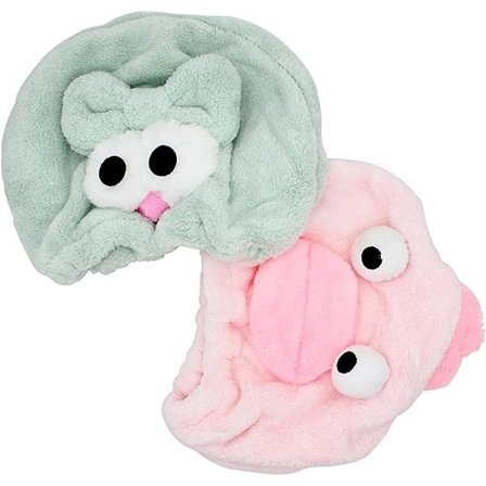2 stk. Børne Hår Tørring Håndklæde Wrap, Hår Tørring Hætte, Hurtig Tørring Hår Turban, Hurtig Tørring Hår Håndklæde, Hår Tørring Wraps, Grøn Nisse og 