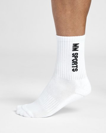 MM Sports Mid-Cut Socks 3-Pack, White - 39-42