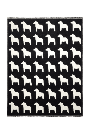 Åhléns Home Jacquardvävd pläd DALAHÄST 130x170 cm Filtar & plädar Svart ONESIZE