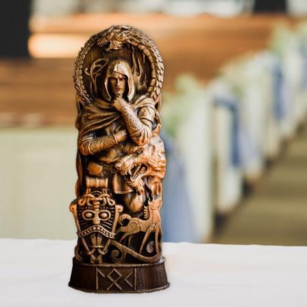 Freyja statue nordisk gud snida alter Heathen Asatru Viking Gud C