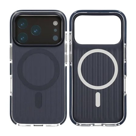 Corrugated suitcase metal paint magnetic suction Case For iPhone 17 Pro Dark Blue