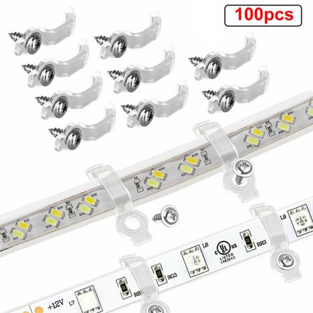 100 stk. LED Strip monteringsklemmer, inklusive LED Strip monteringsbeslag