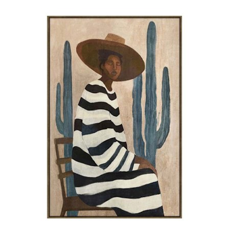 Lærredskunst med ramme "Ørkenblomst", 80x120 cm, brun/beige